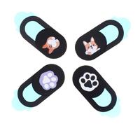 SOIMISS 4 Pcs Peeping Camera Privacy Covers for Laptop Tablet Smartphone Cute Dog Theme Protective Caps Black Easy to Use Design for Device Security