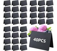 SOIMISS 40 Pcs Mini Chalkboard Signs, Plastic Small Chalkboard Signs with Reusable Mini Chalkboard Tags for Display Food for Message Signs Place Cards Table Numbers Shop Buffet Cafe Party 10 X 7.5 CM