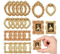 SOIMISS 40pcs Mini Vintage Photo Frames Antique Picture Frame Set for Diy Wall and Tabletop Display Photography Prop Manicure Decor Jewelry Display Dollhouse Accessories 2.72 X 2.05 X 0.20in