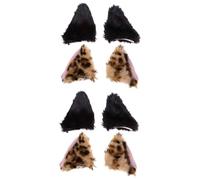 SOIMISS 4pairs Cat Ear Hair Clips Cute Furry Hair Barrettes for Women Girls Comfortable for Cosplay Photo Shoots and Stage Leopard Print