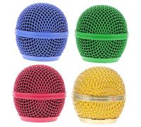 SOIMISS 4pcs Assorted Color Microphone Mesh Grill Replacement Covers, Metal Mic Grille Accessories with Easy Installation, Fits Different Personal Styles for Vocal and Instrumental Use