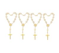 SOIMISS 4pcs Beaded Bracelet Set Golden Alloy Pendant Charms Pearl Flower Cross Rosary Multipack Female Wrist Chain Accessories for Bracelet Making