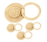 SOIMISS 4pcs Brass Cabinet Knobs Round Concealed Pull Ring Handles for Cabinets Wine Shoe Modern European Style Easy Installation