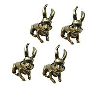 SOIMISS 4pcs Brass Zodiac Rabbit Pendants Retro Solid Copper Keychain Charms with Fine Details for DIY Crafts and Hanging Decorations