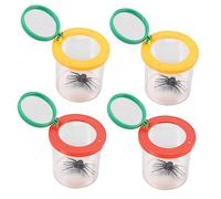 SOIMISS 4pcs Bug Viewer Box with Magnifier Lid Lightweight Portable Insect Observation Cage for Childrens Outdoor Exploration Red Yellow Educational Plastic Acrylic Kit