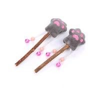 SOIMISS 4pcs Cat Teaser Plush Toy Lollipop Shape Cat Paw Design Bite-resistant Flannelette Chewing Toys for Interactive Play Grey Pink with Catnip