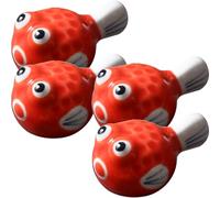 SOIMISS 4Pcs Ceramic Chopstick Rest Set, Japanese Style Pufferfish Design Chopstick Holder in Tangerine Red, Sturdy Table Decor for Kitchen and Dining Use