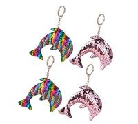 SOIMISS 4pcs Creative Dolphin Shaped Sequins Keychain Set for Bags and Car Keys Pink Colorful for Birthdays and Holidays Lightweight and Decorative Keyring