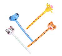 SOIMISS 4Pcs Creative Inflatable Animal Sticks Fun Balloon for Adorable Giraffe Tiger Panda Elephant Designs for Parties and Learning Activities