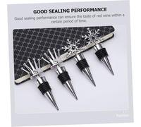 SOIMISS 4pcs Creative Red Wine Bottle Stoppers Decorative Multipurpose Silver Wine Plugs with Snowflake and Crown Designs Reusable for Preservation and Freshness