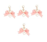 SOIMISS 4pcs Cute Bowknot Keychain with Simulated Heart Pendant Stylish Hanging Ornament for Car Keys Handbags Backpacks for Women Elegant Design