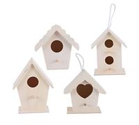 SOIMISS 4pcs Diy Creative Wooden Bird Nest Nesting Boxes for Garden Home Decoration Includes Heart Shape Nest Double-layer Two Holes Single-layer Lace