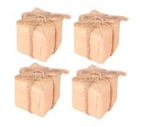 SOIMISS 4pcs Doll House Mini Box Home Decor Festival Dolls House DIY Decor Dollhouse Wrapped Presents Festival Mini Boxes Adorn DIY Model Accessory Khaki