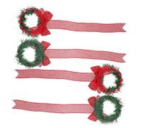 SOIMISS 4pcs Extra Large Christmas Wreath with Red Ribbon Weather-resistant Artificial Holiday Garland for Front Door Window Decor Indoor Hanging Ornaments