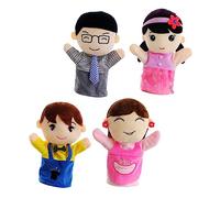 SOIMISS 4pcs Family Hand Puppets for Soft Role Play Dolls with Mom Dad Boy Girl Characters Interactive Storytelling for Preschool Education and Imaginative Play