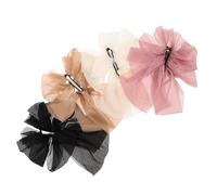 SOIMISS 4pcs French Banana Hair Clips for Women Elegant Multilayer Bowknot Barrettes Secure Ponytail and Updo Hair Accessories Black Khaki and Pink Vintage Style