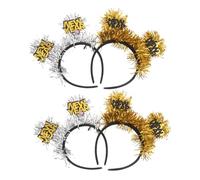 SOIMISS 4pcs Glitter Year Hair Bands Sparkling Fringed Headbands for Women Holiday Party Photo Props Festive Hair Hoops with Symbolic Numbers for Themed Gatherings