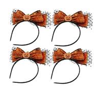 SOIMISS 4pcs Halloween Bow Knot Headdress Lightweight Spooky Pumpkin Mesh Headbands for Women and Comfortable Party Accessories for Halloween and Thanksgiving Celebration