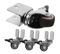 SOIMISS 4pcs Heavy Duty Furniture Caster Wheels Set with Brakes Silent Swivel Plate Casters for Hardwood Floors U-type Clips for Cabinets and Storage Racks