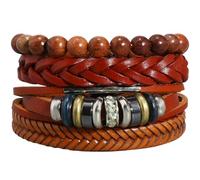 SOIMISS 4pcs Leather Bracelets Braided Bead Bracelet Adjustable Wrist Rope Fashion Unique Design Chic Appeal Pu Leather Wrap for Everyday Wear