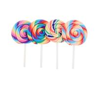 SOIMISS 4pcs Lollipop Props Realistic Candy Embellishments for Scrapbooking Phone Cases Colorful Rainbow Swirl Decorative Lollipop Charms for Creative Projects