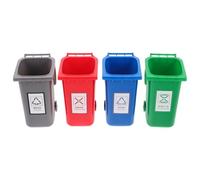 SOIMISS 4PCS Mini Desktop Trash Can with Lid Small Hygienic Curbside Garbage Bins for Office Bedroom Car Replaceable Liner Organizer Pen Holder Compact Waste Basket