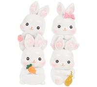 SOIMISS 4pcs Miniature Resin Bunny Figurines Micro Landscape Ornaments Realistic Rabbit Decor for Garden Home and Cake Decoration Creative Mixed Styles