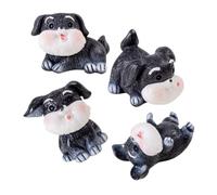 SOIMISS 4Pcs Miniature Resin Dog Figurines Lifelike Schnauzer Puppy Statues for Garden Office Desk Micro Landscape Decor Fading-resistant Animal Figures for Birthday Party Cake Decorations