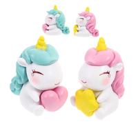 SOIMISS 4pcs Miniature Unicorn Resin Statues Cartoon Animal Figurines for Garden Desktop Cake Decoration Detailed High-gloss Finish for Rustic and Farmhouse Home Decor