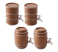 SOIMISS 4pcs Miniature Wooden Beer Barrel Figurines Tiny Simulation Wine Barrels for Fairy Garden Dollhouse Home Decor Photography Props Educational Displays and DIY Projects