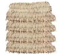 SOIMISS 4pcs Natural Grass Bunny Bed Lining Mats for Rabbits and Birds Soft Warm Nesting Material for Foot Injury Prevention and Foraging Washable Protective Cage Pads