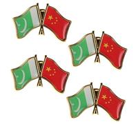 SOIMISS 4pcs Pakistan China Friendship Flag Lapel Pins Durable Metal Badge Brooch for Clothes Hats Backpacks Patriotic National Flag Accessories