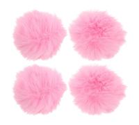 SOIMISS 4pcs Pink Lavalier Microphone Wind Screen Artificial Fur, Noise Cancelling and Wind Noise Reduction, Furry Microphone Windscreen Protective Cover for Outdoor Shooting