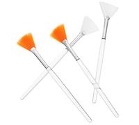 SOIMISS 4Pcs Portable Fluffy Facial Mask Applicator Brushes Soft Hair Fan Shaped Design for Chemical Peels Skincare and Travel Friendly Makeup Kit Orange White