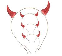 SOIMISS 4pcs Red Ox Horn Headband with Gold Powder Buckle Durable Reusable Party Hair Accessories Flexible Unisex Cosplay Headdress for Adults