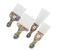 SOIMISS 4pcs Retro Pattern Steel Needle Pick Comb Set for Long and Short Hair, Portable Abs and Steel Material, for Creating Hairstyles and On-the-go Styling in Pocket