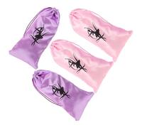 SOIMISS 4Pcs Satin Ballet Pointe Shoe Bags Drawstring Dance Shoe Organizer for Ballet Slippers Pink and Purple Fabric Storage Bags Suitable for Travel and Dance Practice