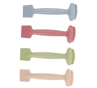 SOIMISS 4pcs Silicone Double-ended Face Mask Brushes with Integrated Handle for Mud Clay Application Skin-friendly Soft Silicone Exfoliator Quick-dry Vibrant Colors Matcha Pink Blue