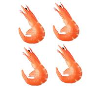 SOIMISS 4pcs Simulated Shrimp Models PVC Realistic Fake Shrimp Decoration Lifelike Desktop Display Bright Color Home Kitchen Props