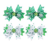 SOIMISS 4pcs St Patricks Day Shamrock Hair Clips Women's Irish Festive Party Accessories Bowknot Hairpins for Holiday Decorative Use
