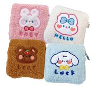 SOIMISS 4Pcs Washable Sanitary Napkin Storage Bags with Zipper Tear-Resistant Period Pouches for Multi-Function Bags for Pads Coins Cards Cute Plush Designs Rabbit Dog Bear