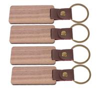 SOIMISS 4pcs Wooden Keychain Blanks DIY Lettering Key Chain Pendants Walnut Wood Craft Supplies for Anniversary Car House Keys and Travel Tags