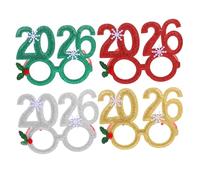 SOIMISS 4pcs Year Party Glasses Glittery Eyewear Silver Red Green Gold for Photo Booths Lightweight Comfortable Fit Multi Occasion Festive Accessory for Office and Home Celebrations