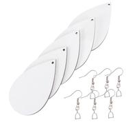 SOIMISS 5 Pairs DIY Earrings Kit Sublimation Blank White MDF Earrings Creative Double-Sided Heat Transfer Jewelry Making for Christmas Craft