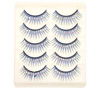SOIMISS 5 Pairs of Shiny Blue False Lashes with Chemical Fiber Hard Stem, Thick Exaggerated Eyelashes for Halloween Party and Photography, Easy to Remove Performance False Eyelashes