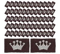 SOIMISS 500pcs Woven Fabric Labels for Clothes 1x1.5cm Crown Pattern Brown Base DIY Sewing Essentials Handmade Clothing Tags for Apparel and Hair Accessories