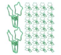 SOIMISS 50pcs Green Star Shape Metal Paper Clips with Lasting Durability and Secure Grip, Decorative and Cute Binder Clips for Organizing Documents at School Or Wedding