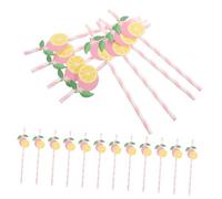 SOIMISS 50pcs Lemon Pattern Paper Straws for Drinks Cocktail Straws for Party Birthday Supplies for Summer Juice and Celebration Events