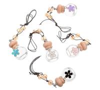 SOIMISS 5pcs 8ml Hanging Car Perfume Bottle Pendant Set, Glass Essential Oil Diffuser with Colorful Daisy Caps, Refillable Aromatherapy Air Fresheners for Vehicle Interior