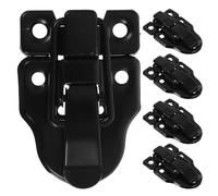 SOIMISS 5pcs Black Metal Duckbill Toggle Hasp Box Latch Lock Set for Wooden Suitcase Cabinet Toolbox, Small Padlockable Packaging Hardware Latches for Jewelry Boxes and Tool Storage